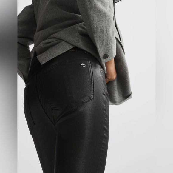 Rag & bone nina high-rise skinny black coated jeans size 31 - Picture 5 of 10